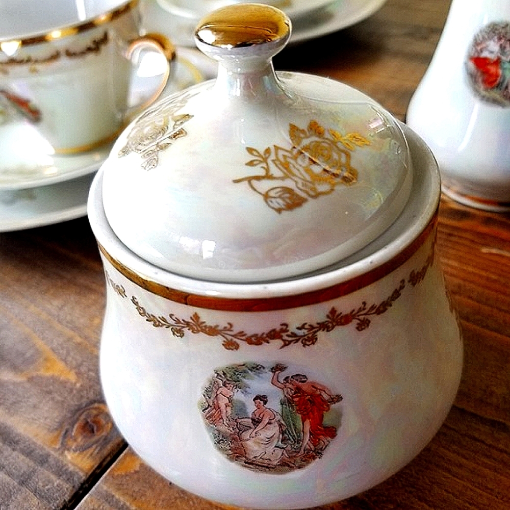 Diana & Callisto Cupid Lesbian Scene Vintage German Porcelain Tea Set - Picture 5 of 8